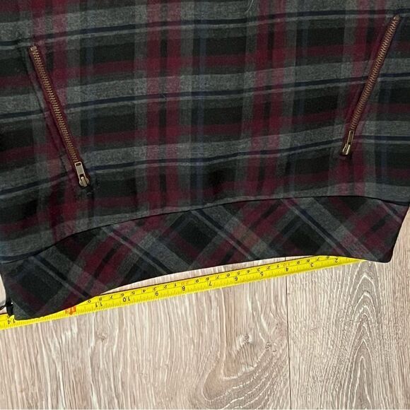 Loft Plaid Academia Gray Black Purple Zippers Mini Above Knee Career Skirt 0 XS - Picture 8 of 9